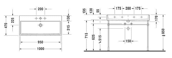 Умивальник підвісний DURAVIT VERO AIR 2350100027, 100х47 800005981 фото