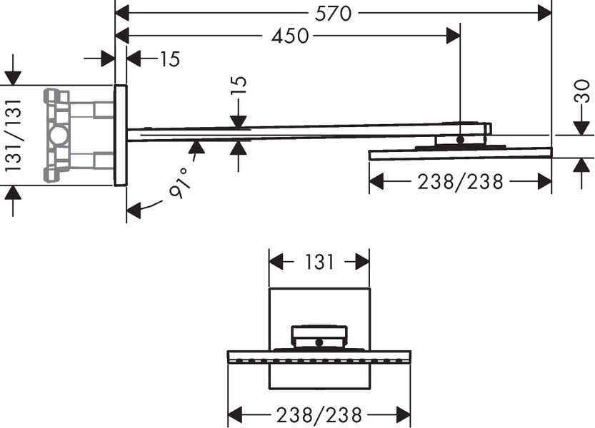 Верхній душ 250/250 2jet AXOR SHOWER SOLUTIONS 35310000, з тримачем 800004607 фото