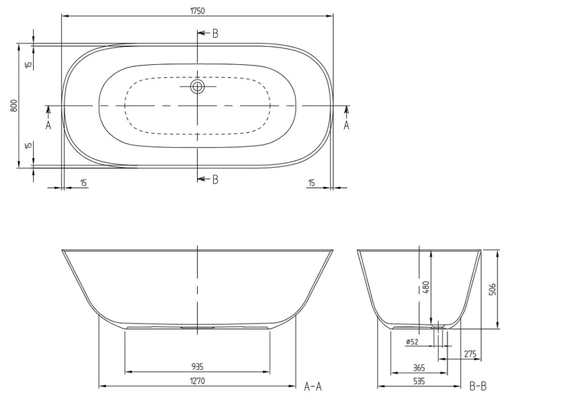 Ванна кварилова VILLEROY & BOCH THEANO UBQ175ANH7F200V-01, 175x80, білий 62662 фото