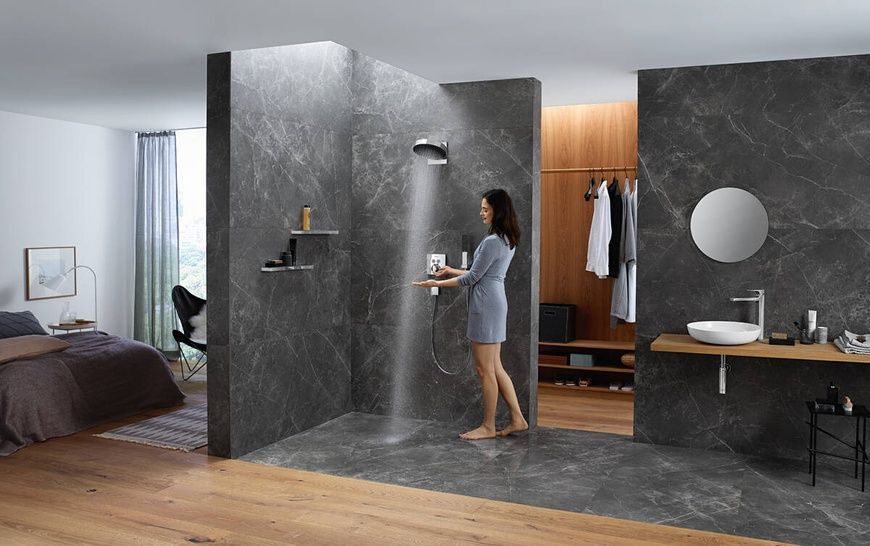 Верхній душ з настінним кронштейном HANSGROHE RAINFINITY 26226000 70793 фото