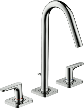 Смеситель для раковины AXOR CITTERIO M 34133000, на 3 отверстия, 160, с рычаговыми рукоятками, с отдельными розетками, с донным клапаном 39522 фото