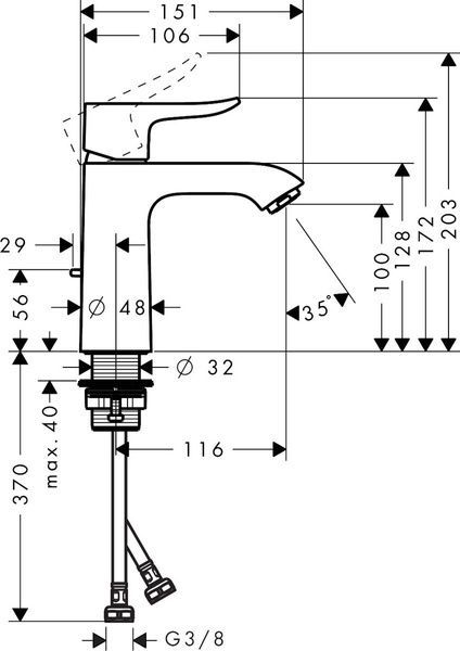 Змішувач без донного клапана HANSGROHE METRIS 31204000 44826 фото