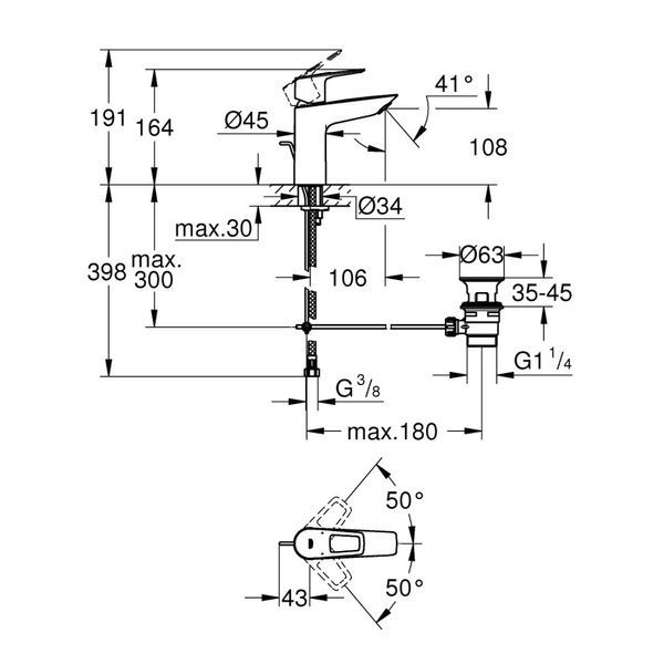 Змішувач для умивальника GROHE BAULOOP 23762001 82757 фото