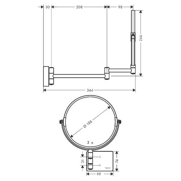Дзеркало для гоління HANSGROHE ADDSTORIS 41791000, хром 86494 фото