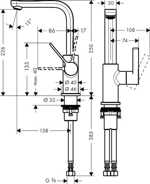 Смеситель для раковины с поворотным изливом и сливным клапаном HANSGROHE METRIS S 31161000 31372 фото