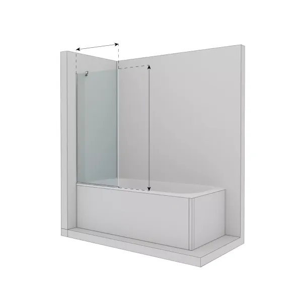Шторка для ванной WAVE GLASS MARGO 1500x900, стекло прозрачное, профиль черный матовый 800001131 фото