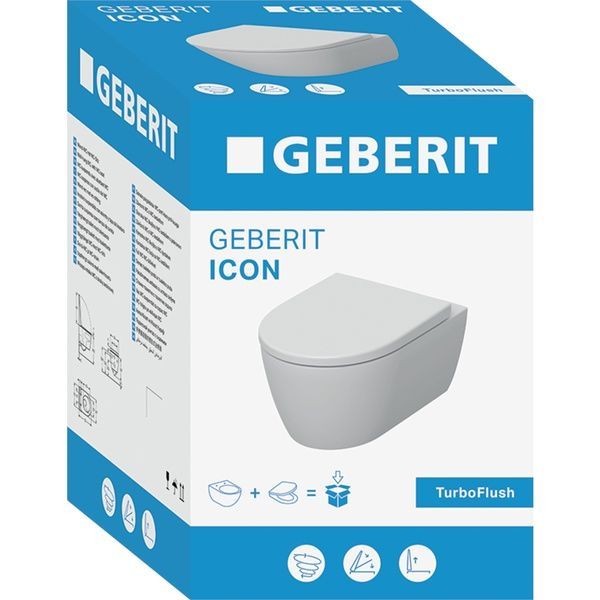 Унитаз подвесной безободковый торнадо смыв GEBERIT ICON 503.045.00.1, белый 100586 фото