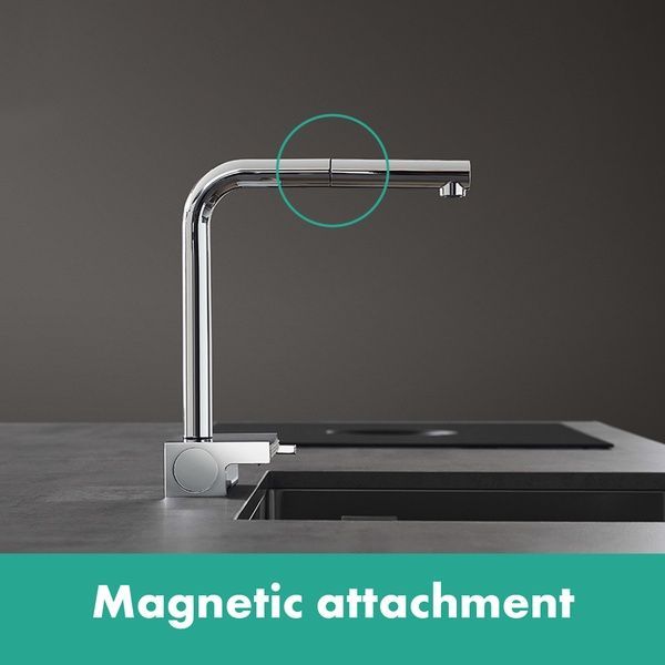 Смеситель для кухонной мойки с выдвижным душем HANSGROHE AQUNO SELECT M81 73830670, черный матовый 77376 фото