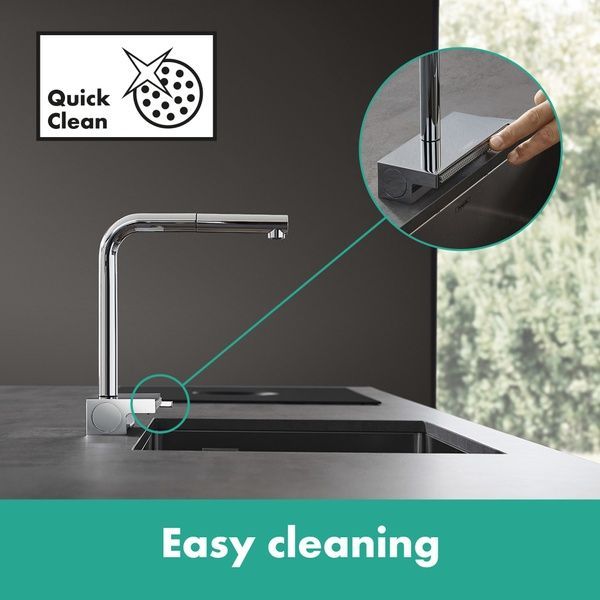Смеситель для кухонной мойки с выдвижным душем HANSGROHE AQUNO SELECT M81 73830670, черный матовый 77376 фото