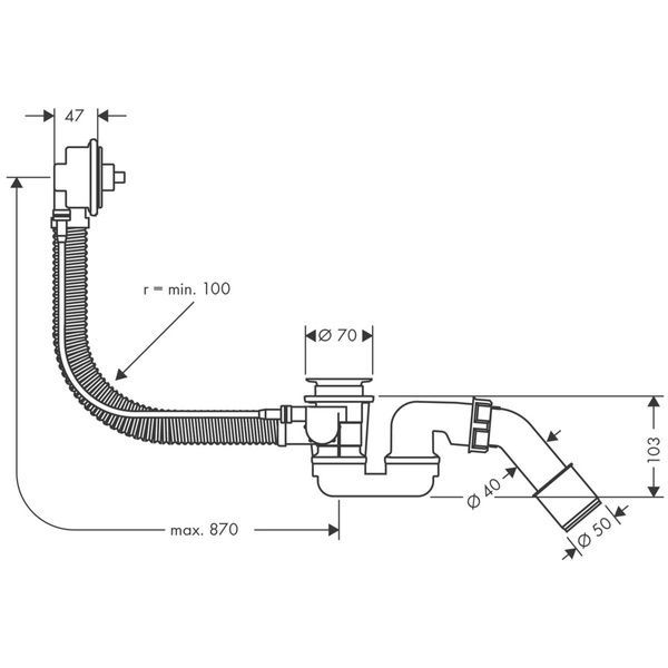 Сифон для ванни HANSGROHE FLEXAPLUS 58141180 13525 фото
