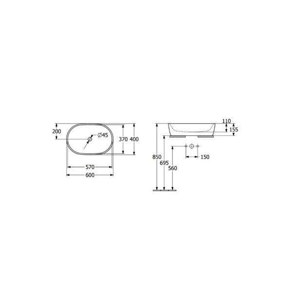 Умывальник накладной VILLEROY & BOCH ARCHITECTURA 5A266001 97461 фото
