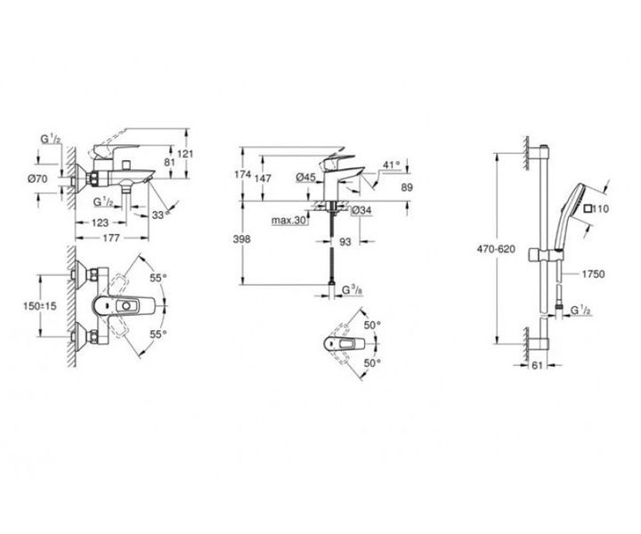 Набор смесителей 3 в 1 GROHE BAULOOP UA123214S1 99986 фото