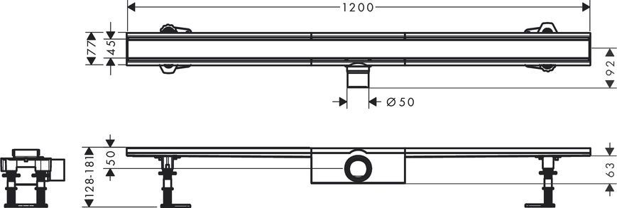Монтажный комплект для стандартной установки HANSGROHE RAINDRAIN COMPACT 56184800, нержавеющая сталь 800004293 фото