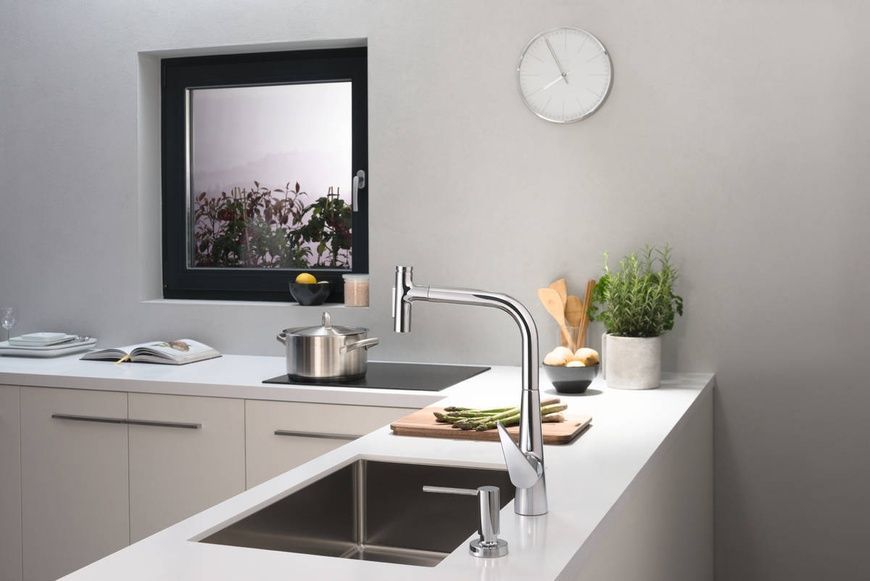 Смеситель для кухонной мойки с выдвижным душем HANSGROHE TALIS SELECT M51 73867000 67238 фото