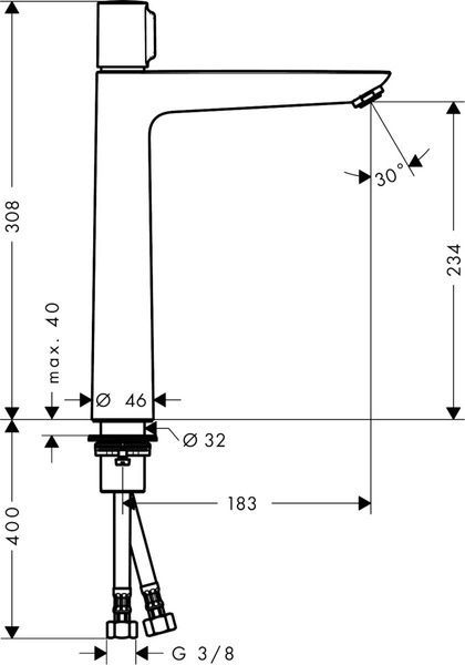 Змішувач для раковини без зливного клапана HANSGROHE TALIS SELECT E 71753000 53472 фото