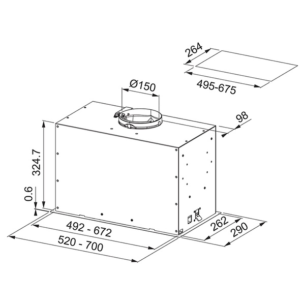 Витяжка кухонна FRANKE BOX Flush EVO FBFE BK MATT A52 (305.0665.364, чорний 800006334 фото