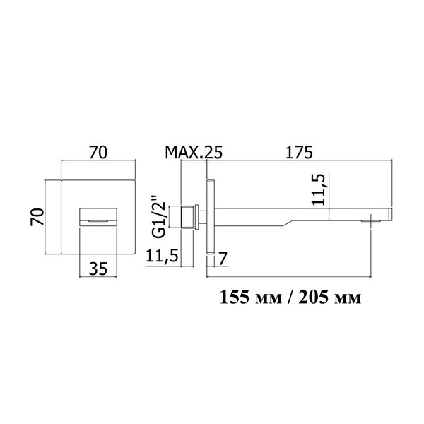 Душевая система с изливом верхний душ 200х200 мм PAFFONI KIT KITEL019NO200, черный матовый 800000007242 фото