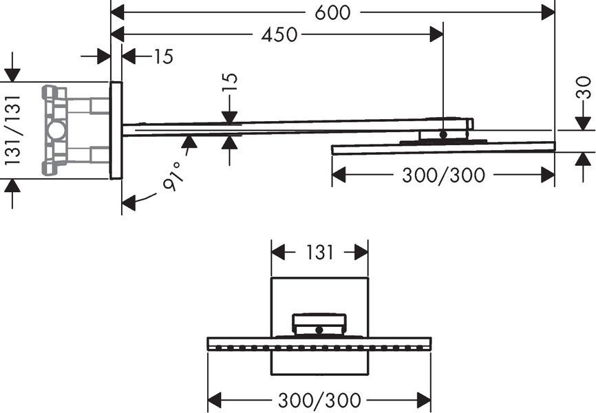 Верхний душ 300/300 2jet AXOR SHOWER SOLUTIONS 35318000, с держателем 800004610 фото