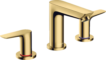 Смеситель на три отверстия с донным клапаном HANSGROHE TALIS E 71733990, золото глянец 70265 фото