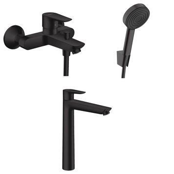 Набір змішувачів для ванни (71716670+71740670+24301670) HANSGROHE TALIS E 71740670U, чорний матовий 103340 фото