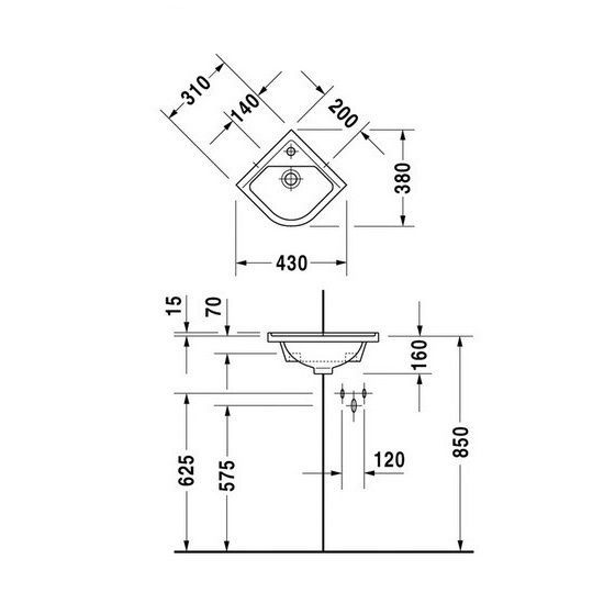 Умывальник подвесной DURAVIT STARCK 3 0752440000, 43х38 см 800005935 фото