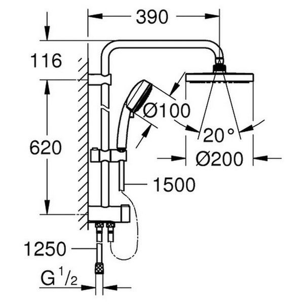 Душевая система без смесителя GROHE NEW TEMPESTA COSMOPOLITAN 27394002 54708 фото