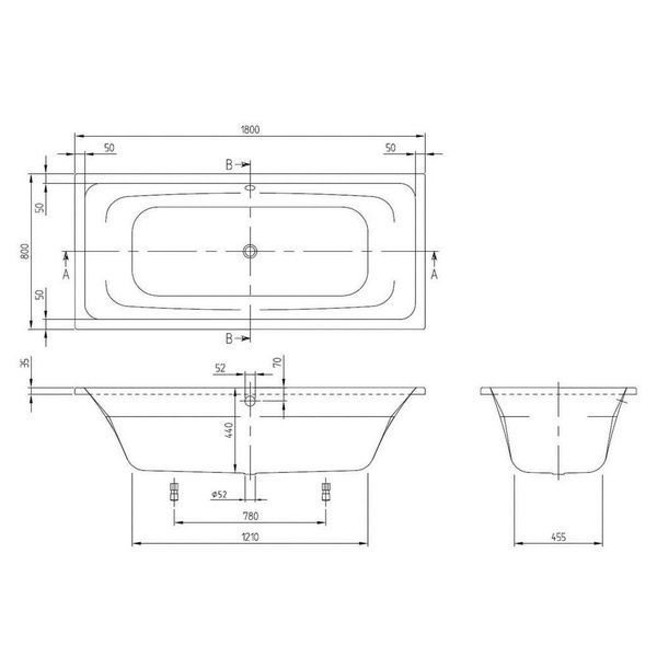 Ванна акриловая VILLEROY & BOCH TARGA 180x80 UBA180FRA2V-01 49471 фото