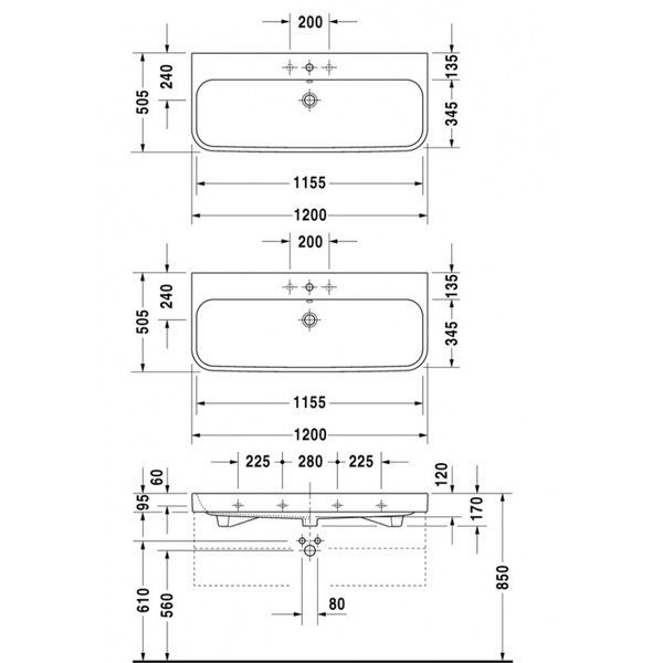 Умывальник подвесной DURAVIT HAPPY D.2 2318120000, 120x50 800005985 фото