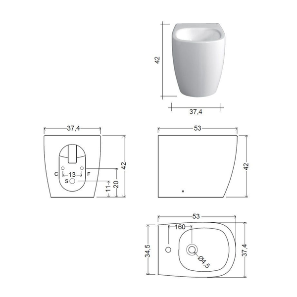 Биде напольное NIC DESIGN OVVIO 4432001 101081 фото