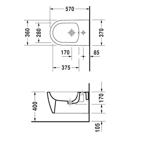 Біде підвісне DURAVIT ME BY STARCK 2288153200, 57х37, білий матовий 800006235 фото