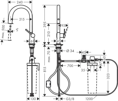 Смеситель для кухонной мойки HANSGROHE AQITTURA M91 76803800, нержавеющая сталь 91796 фото