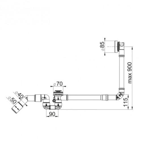 Сифон для ванни PREVEX Bathloc BBL-R5R45-007, хром 80000002313 фото