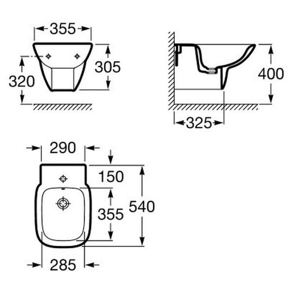 Біде підвісне ROCA DEBBA AA355995000+41755000 комплект з гачком HANSGROHE 44680 фото
