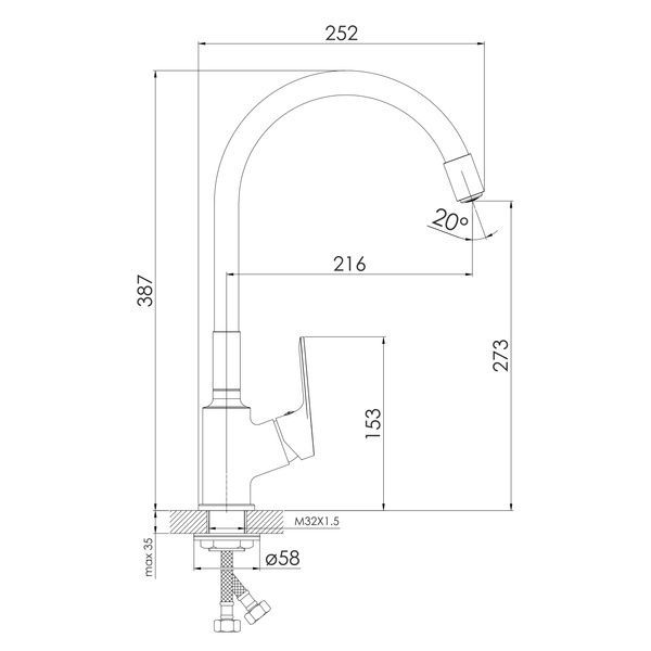 Смеситель для кухни IMPRESE RUBIN f03409901CC 92750 фото