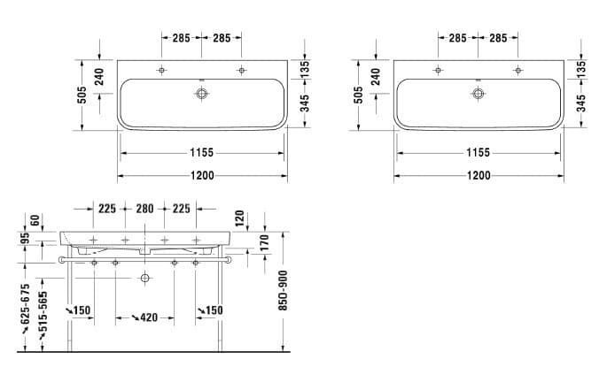 Умывальник подвесной двойной DURAVIT HAPPY D.2 2318120024, 120x50 800005986 фото