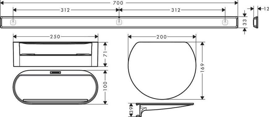 Набір аксесуарів HANSGROHE WALLSTORIS 27966670, чорний матовий 84030 фото