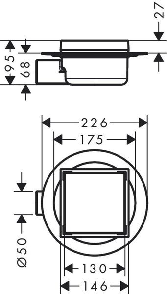 Точечный слив с решеткой и монтажным комплектом HANSGROHE RAINDRAIN SPOT 56112800, нержавеющая сталь 800004529 фото