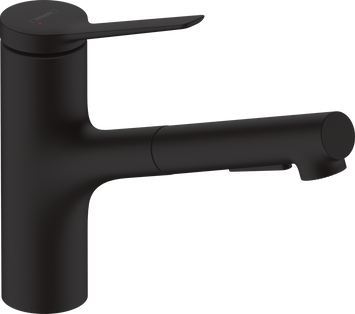 Смеситель с выдвижным изливом для кухонной мойки HANSGROHE ZESIS M33 74821670, черный матовый 800004179 фото