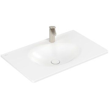 Умывальник накладной VILLEROY & BOCH ANTAO 4A7584RW, 80x50см, со скрытым переливом, с отверстием под смеситель, Ceramic Plus, белый матовый 800005728 фото