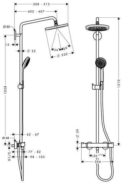 Душова система HANSGROHE CROMA 27188000 32238 фото