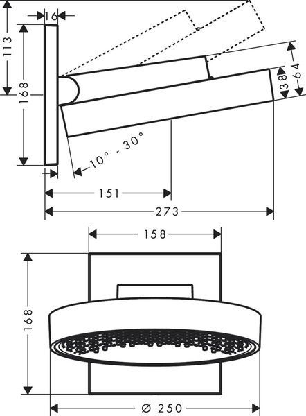 Верхний душ с настенным кронштейном HANSGROHE RAINFINITY 26227000 800003679 фото