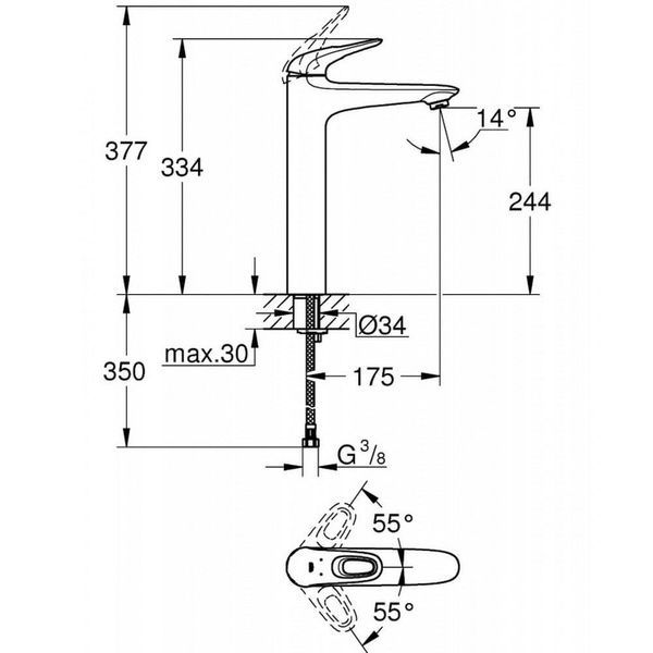 Смеситель для умывальника GROHE EUROSTYLE NEW 23570003 54924 фото
