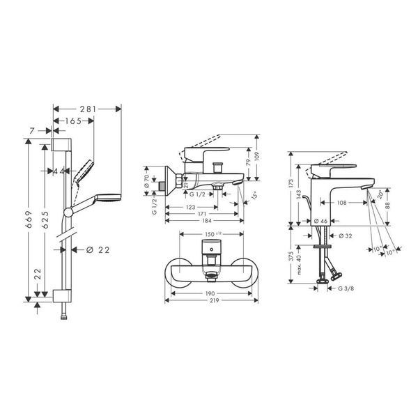 Набір змішувачів HANSGROHE VERNIS 71551111 85861 фото