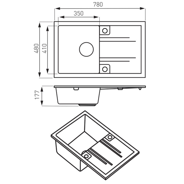 Мойка кухонная FERRO MEZZO II DRGM48/78GA, 48x78 GA, серый 80000002107 фото