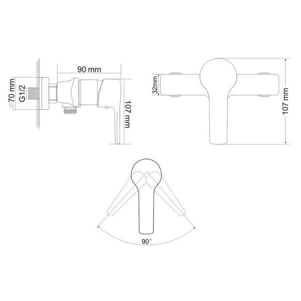 Смеситель для душа RJ LUCK RBZ080-5W, хром 63855 фото