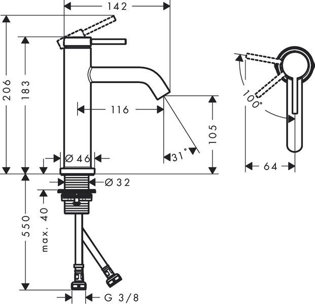 Змішувач для раковини HANSGROHE TECTURIS S 73312700, білий матовий 800003979 фото