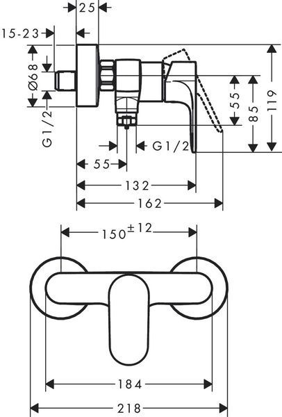 Змішувач для душу HANSGROHE REBRIS S 72640670, чорний 88393 фото