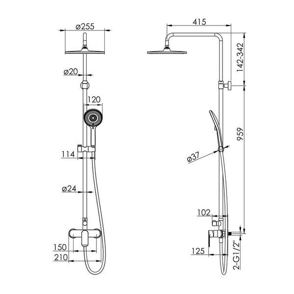 Душевая система со смесителем IMPRESE BILA DESNE T-15263SR, хром 82710 фото
