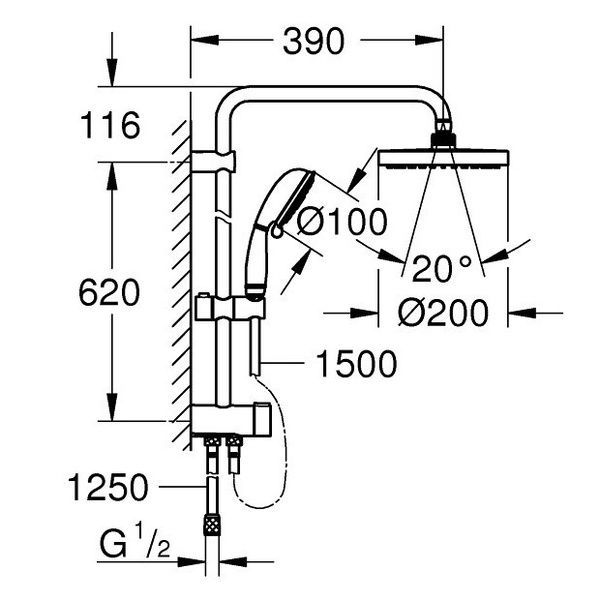 Душевая система без смесителя GROHE NEW TEMPESTA RUSTIC 27399002 58694 фото