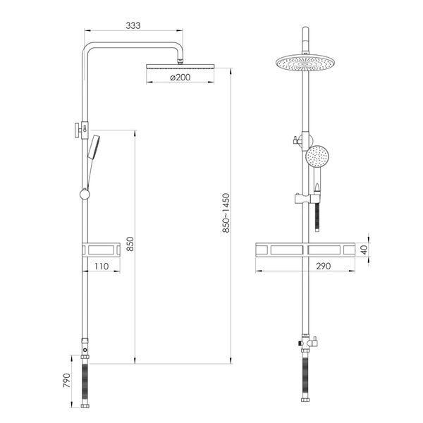 Душевая система без смесителя RJ LUX RJSP120-01CH 85530 фото